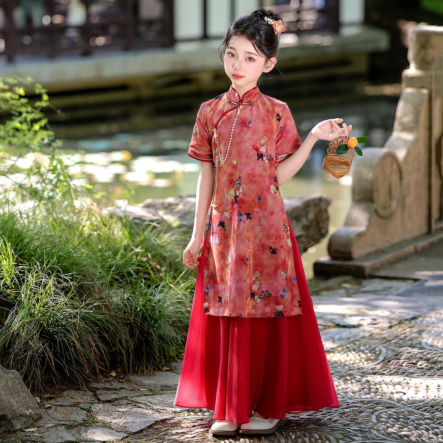 新中式国风旗袍2026新款儿童汉服古风连衣裙薄款小女孩古装改良夏
