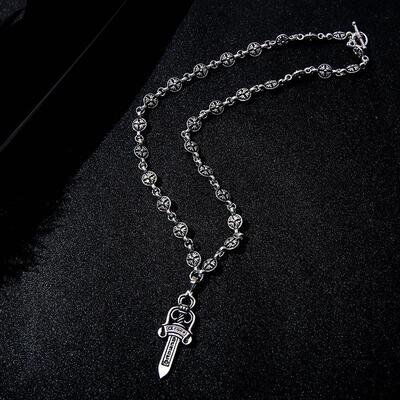 retro silver sword pendant with a cross pendant吊坠十字架