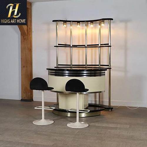 轻奢不锈吧钢无品牌/实木台酒柜设意大利师款酒吧靠计墙艺术复古