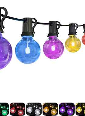 G40太阳能灯串EYJ-21RGB彩色LED球泡地插圣诞式院户2外花园庭装饰