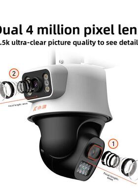 小湃双目摄像头800万家用门口360度无死角室外防水全彩夜视监控器