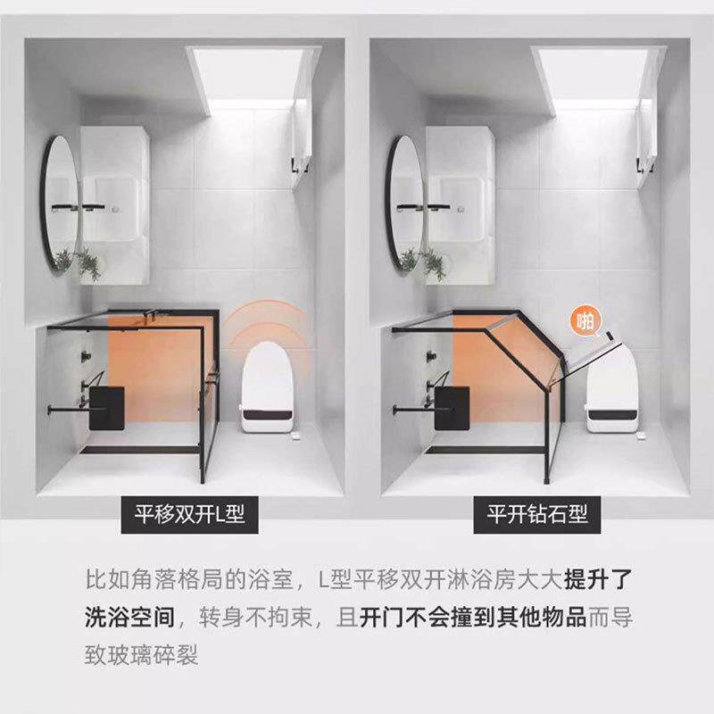 日丰方形房浴双开门CFT卫生间隔断玻璃门门洗澡淋浴室推拉整体家