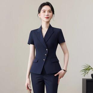 职业西装短袖套装裙女夏季工装酒店经理正装珠宝店前台接待工作服
