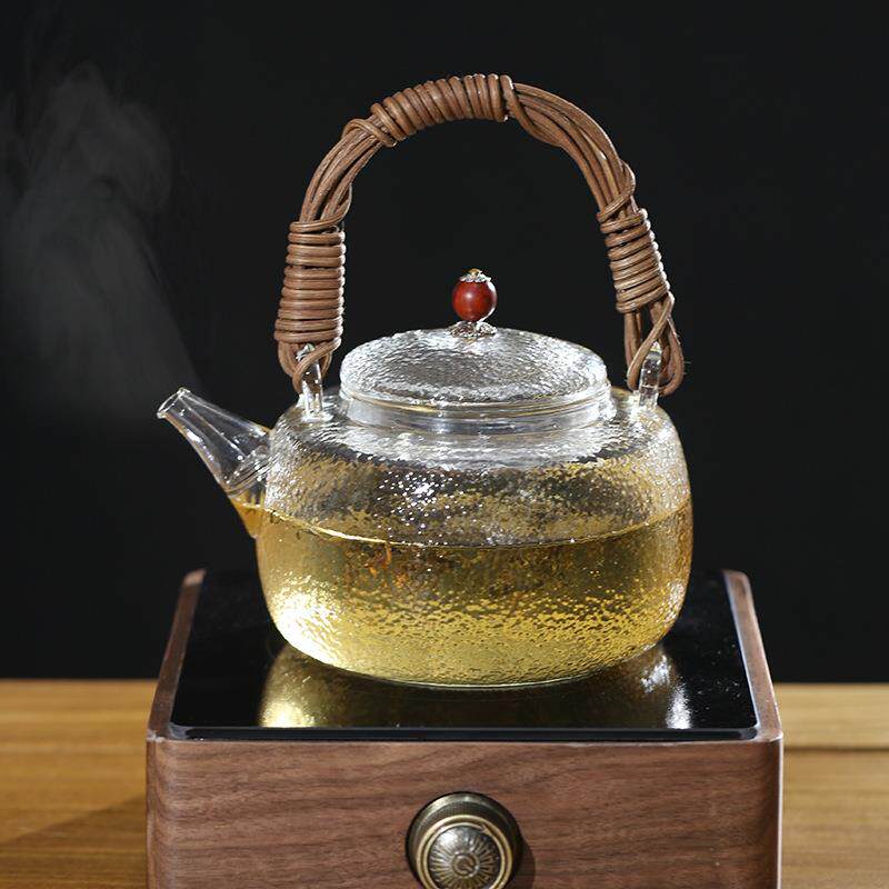 生产藤条提梁玻璃烧水壶泡茶壶煮水壶电陶炉煮茶茶水分离壶