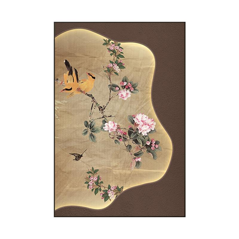 宋代景花鸟图美学挂画花鸟图蝴蝶客厅背墙装饰画中式竖版新走廊道图片