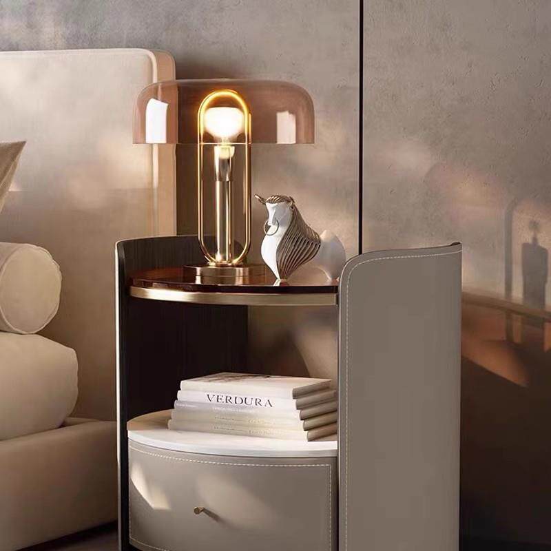 正品轻奢意式简现约代床头灯玻创意卧室床头柜样璃板房客计厅设师