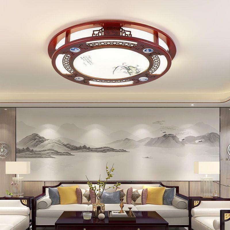 实国厅木中式吸顶灯客厅大灯卧形室灯餐灯中风KGO仿古木艺长方餐