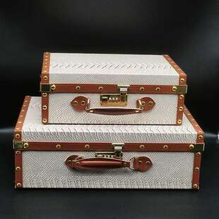 衣帽间收纳盒手提收纳箱皮质复古储物整理箱样板房直播间装饰摆件