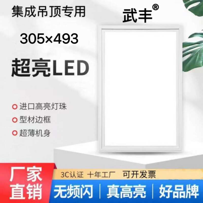 300x485集成吊顶灯LED平板灯厨房卫生间铝扣板嵌入式灯具30*48.5