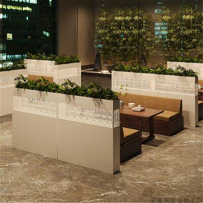 餐厅包间屏风半墙隔断餐饮饭店餐桌隔离挡板铁艺围栏绿植花架栅栏