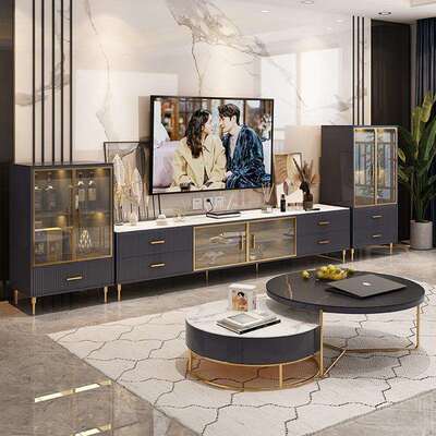 式轻奢岩板茶几电AL-64015视合理组现代简约客厅大石小户型家意具