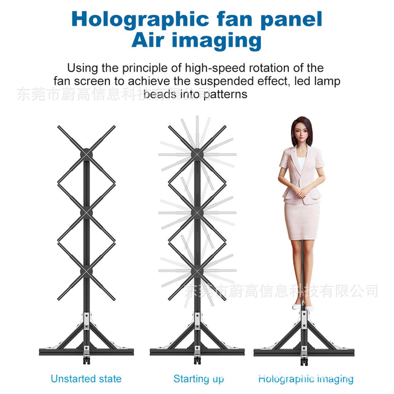 3d全息风扇屏LED灯珠旋转成像全息广告机投影仪支持手机APP Wifi