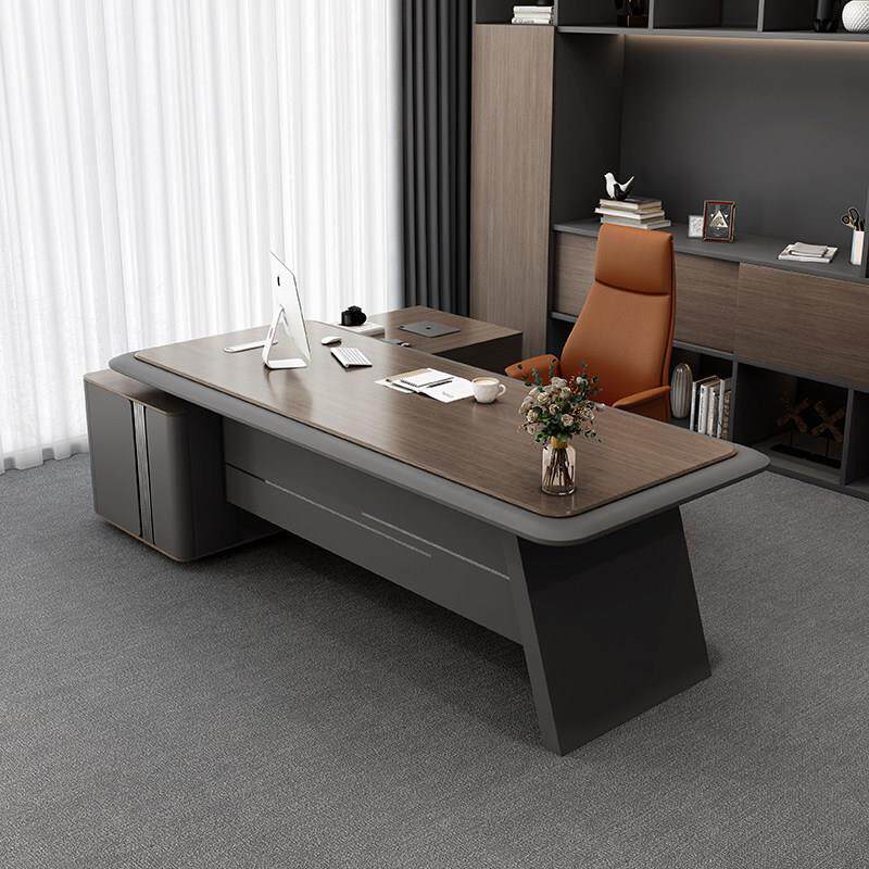 老板办公桌简约现代高档时尚轻奢大班台文件柜总经理家具桌椅组合