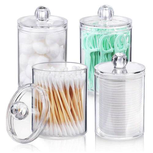 Cotton Swab Storage Box with Lid Transparent Round Dental