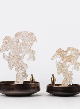 新中式创意树脂太湖石抽象任务摆件书房玄关售楼处酒店前台摆设品