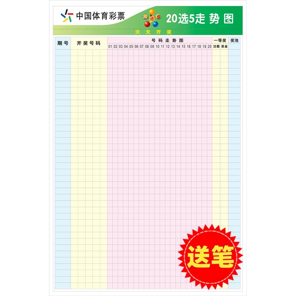 体彩20选5大乐透6+1走势图表格可擦写七乐彩排三排五福彩票站挂图
