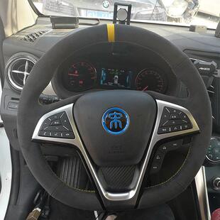 EV秦PRO把套e2汉e3 手缝方向盘套翻毛皮适用比亚迪唐二代DM宋MAX元