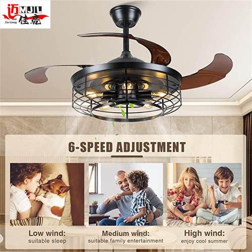 美式L1015f工业风工扇灯复古业风餐厅客厅卧室o隐t形静音美式吊扇