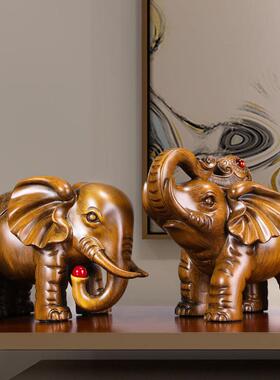 大象摆饰一对招财镇宅吉祥物对象新中式办公室客厅电视柜装饰礼品