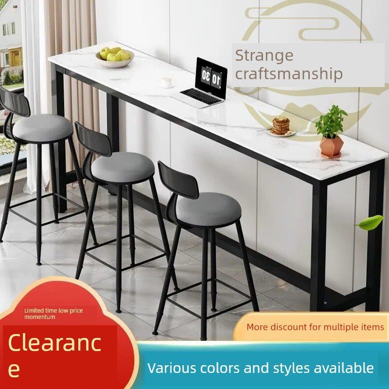 岩板吧台桌子靠墙长条桌窄桌子阳台小吧台高脚桌椅组合靠墙窄条桌