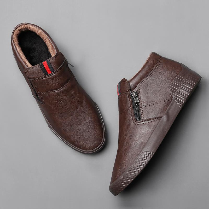 正品夏季男鞋子鞋鞋中高筒休闲板皮鞋英伦韩版潮流百搭男一脚潮蹬