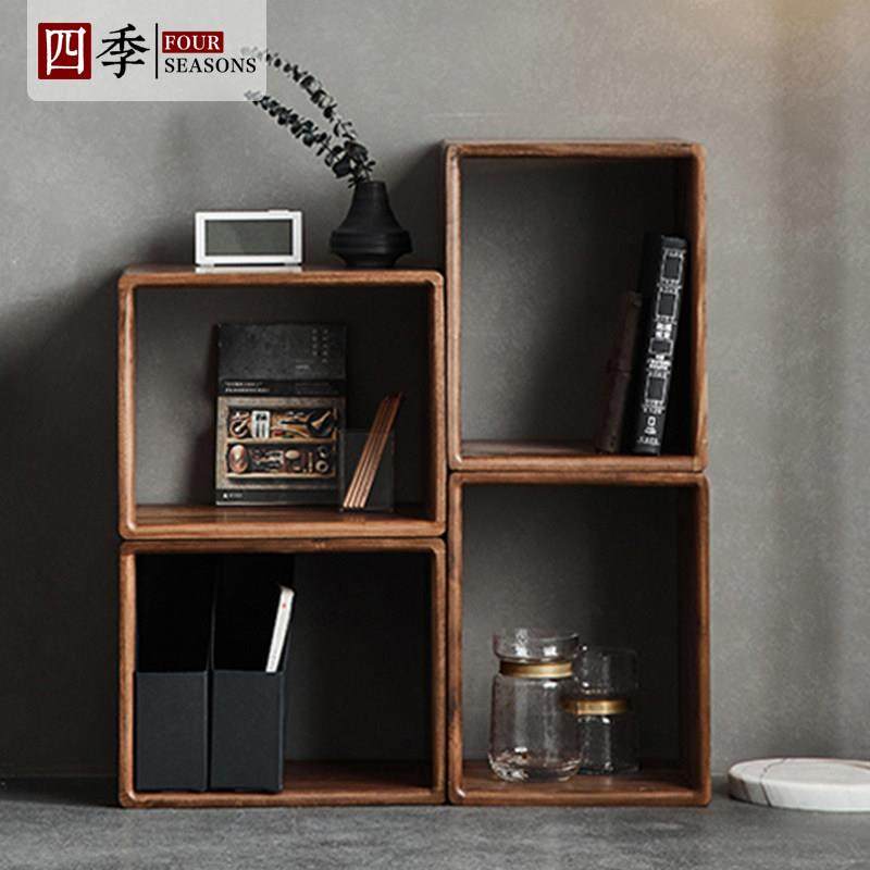 全实木榫卯格子收纳柜现代自由组合定制日式小书架柜落地储物矮柜,住宅家具,单个书柜,淘宝优惠券,粉丝福利购,淘宝优惠卷