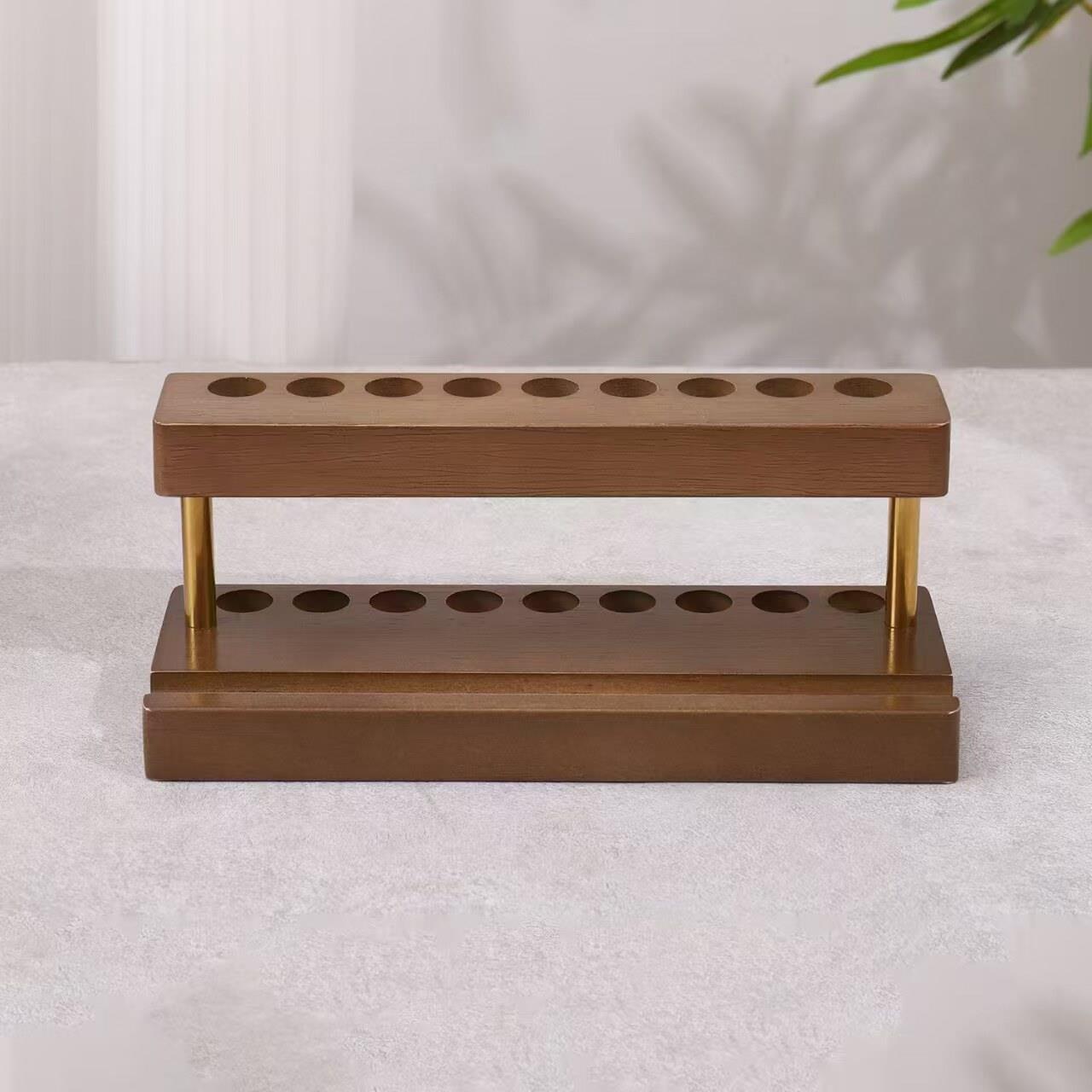 实木笔筒笔架/榉木黑胡桃木桌面多功能摆件手机架收纳文具创意