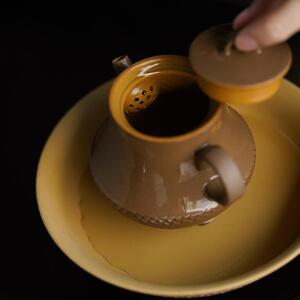 由至紫砂全手工刻绘诗稳三足茶壶仿古高端茶器一人饮茶具泡茶壶
