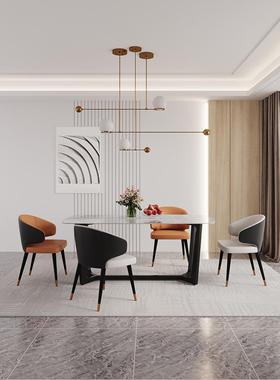 现代轻TM650830奢光岩板餐桌桌家用简约风长方形子大理石高端餐亮