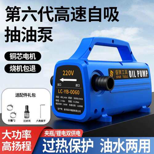 盛牌电动抽油泵12V24V通用220V柴油泵抽油神器抽油机抽水泵自吸泵