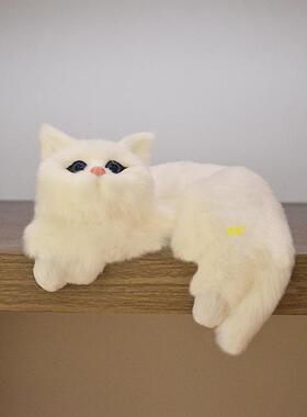 仿真猫咪摆件毛绒玩具手品创意礼物电视猫挂猫开业摆件