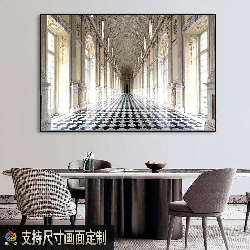 入户玄关延伸感装饰画横版客厅沙发背景墙挂画餐厅饭厅横幅墙壁画