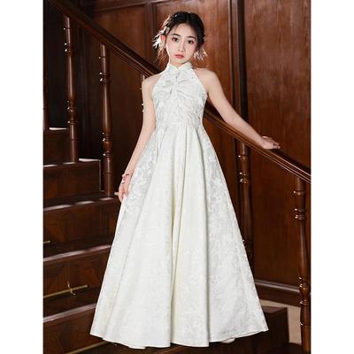 正品儿童礼服颈小女生日公主裙高端轻孩奢挂众中式国小风主持人演