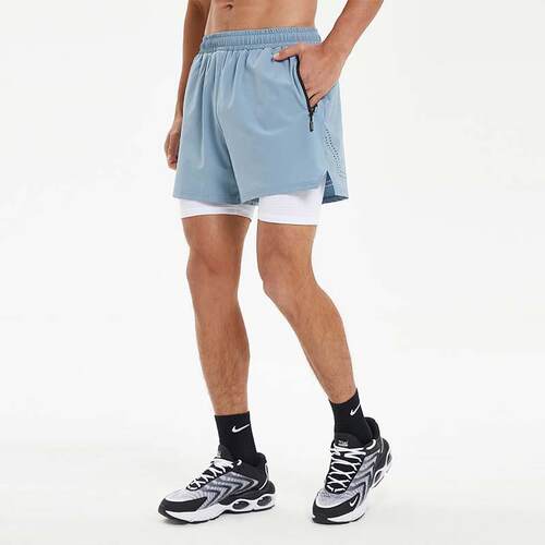 Men's sports double-layer shorts, running and fitness