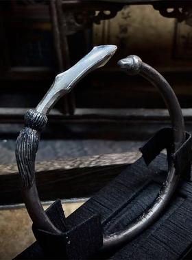 道系青年韩信手镯原创手工錾刻独特小众复古做旧开口手环男友礼物