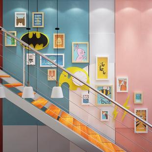 实木_664_墙卡通664楼梯实木照片可爱儿装 饰童组合相相早教可框换