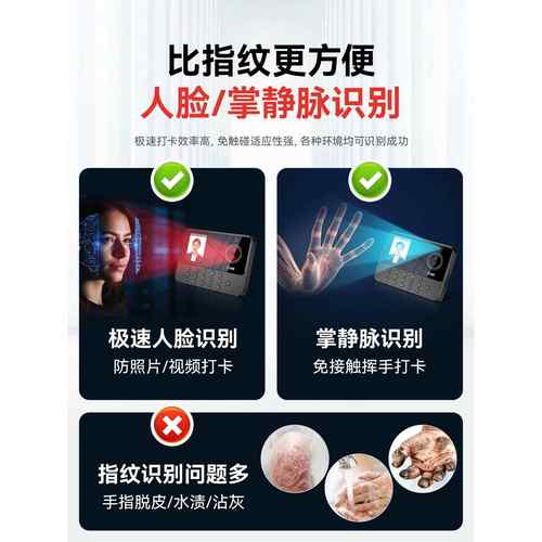 科1密PVW考勤机员0上班打卡机指纹人脸识别面部科密FZ01智能云刷