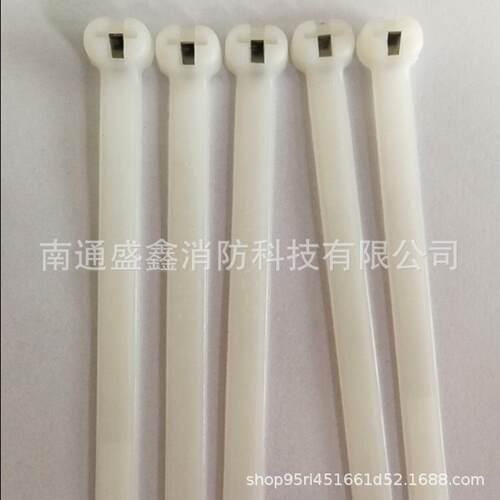 嵌钢片尼龙船用不锈钢嵌片式扎带NZ140Q 钢牙扎扣自锁塑料带 白色