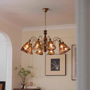 夜古光客厅吊灯792法式 房复古书厅吊灯餐全光谱灯 中卧室主灯美式