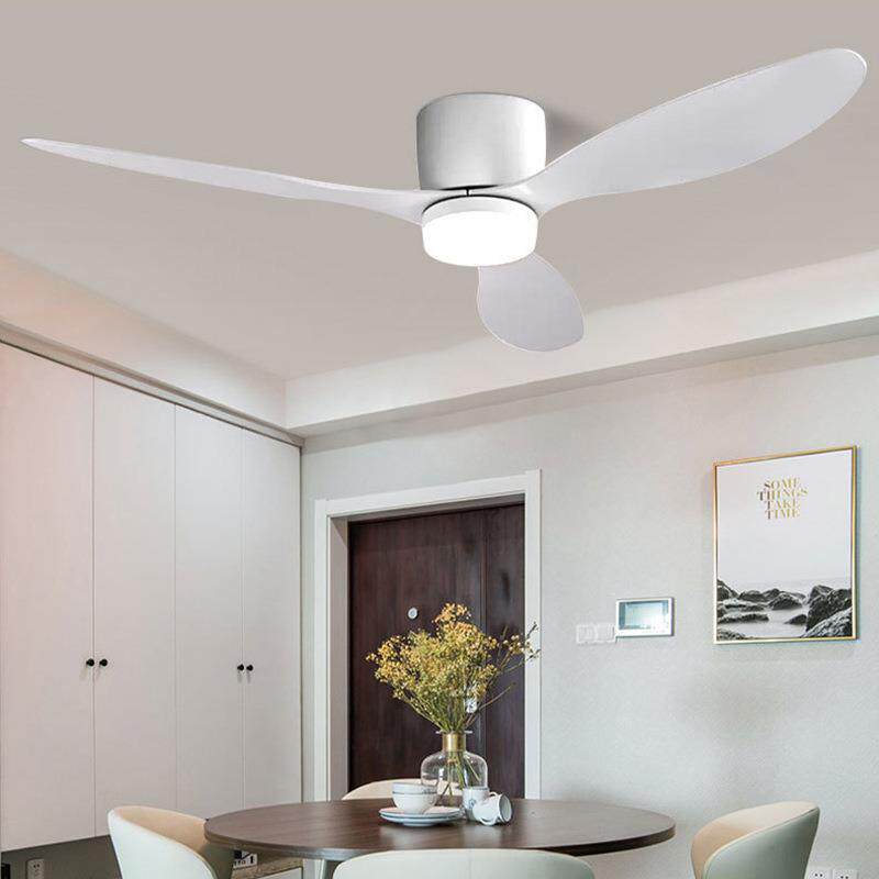 风扇灯家用白色木叶吊扇灯简约客厅餐厅卧室带电扇吊灯吸顶风扇灯