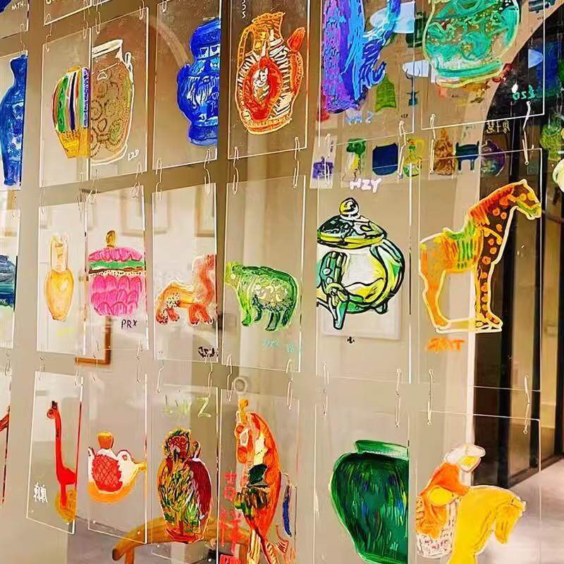 幼儿园美工区绘画片pvc塑料透明长方形吊饰挂件环创装饰diy涂鸦板