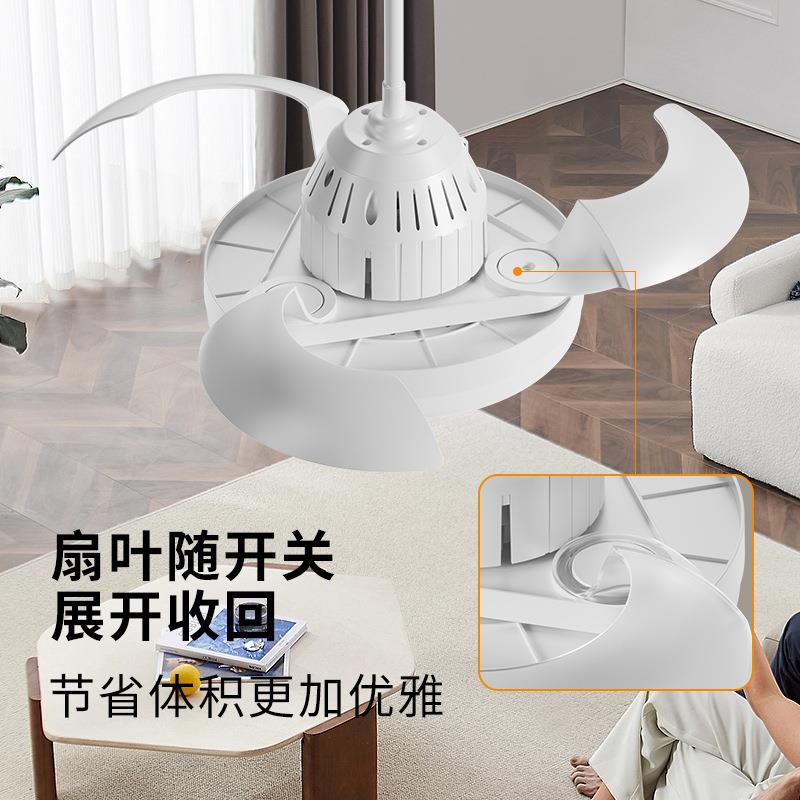 跨境新灯款家用吊扇长e970螺一口吊灯风扇体卧室led加杆隐形风扇