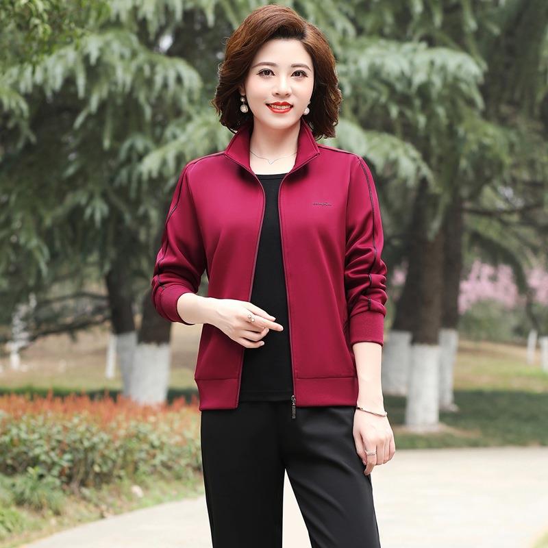 妈妈春秋休闲运动服中年女士秋装时尚减龄外穿中老年洋气两件套
