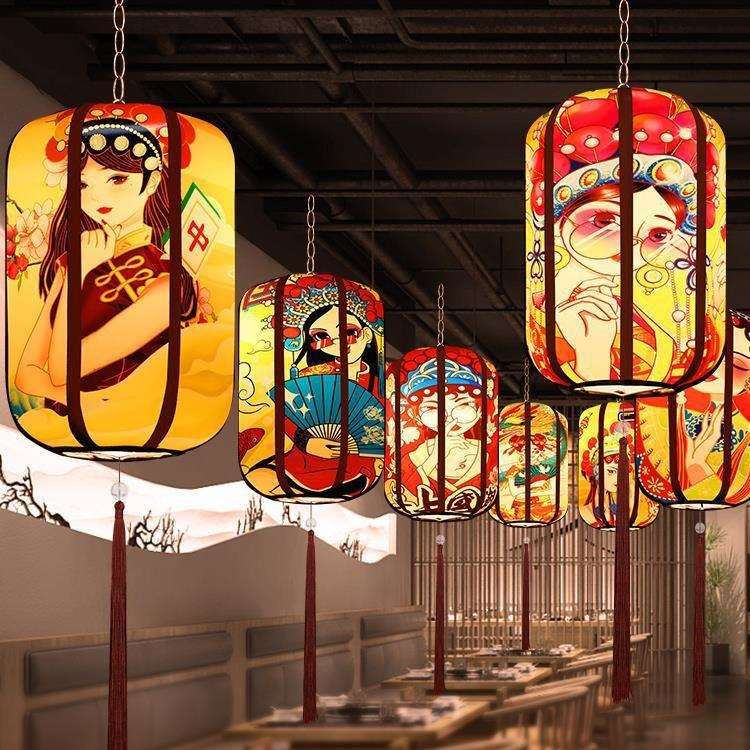 国潮风吊灯中式火锅店餐厅中国风饭店民宿酒店烧烤店京剧古风灯笼