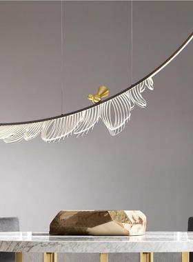 新10338中式吊现代轻奢中国风餐厅茶室吧师台设计羽灯毛叶子店前