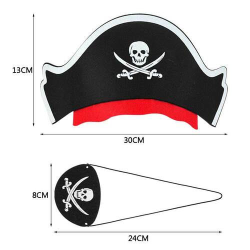 12Pcs Pirate Captain Hat Skull Print Eye Patch Children Adul
