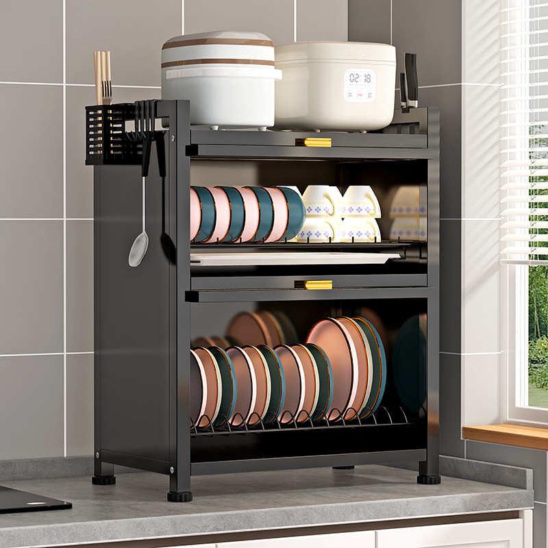 厨房碗柜收纳盒带门防尘碗架台面碗碟收纳架家用碗筷碗盘沥水架子