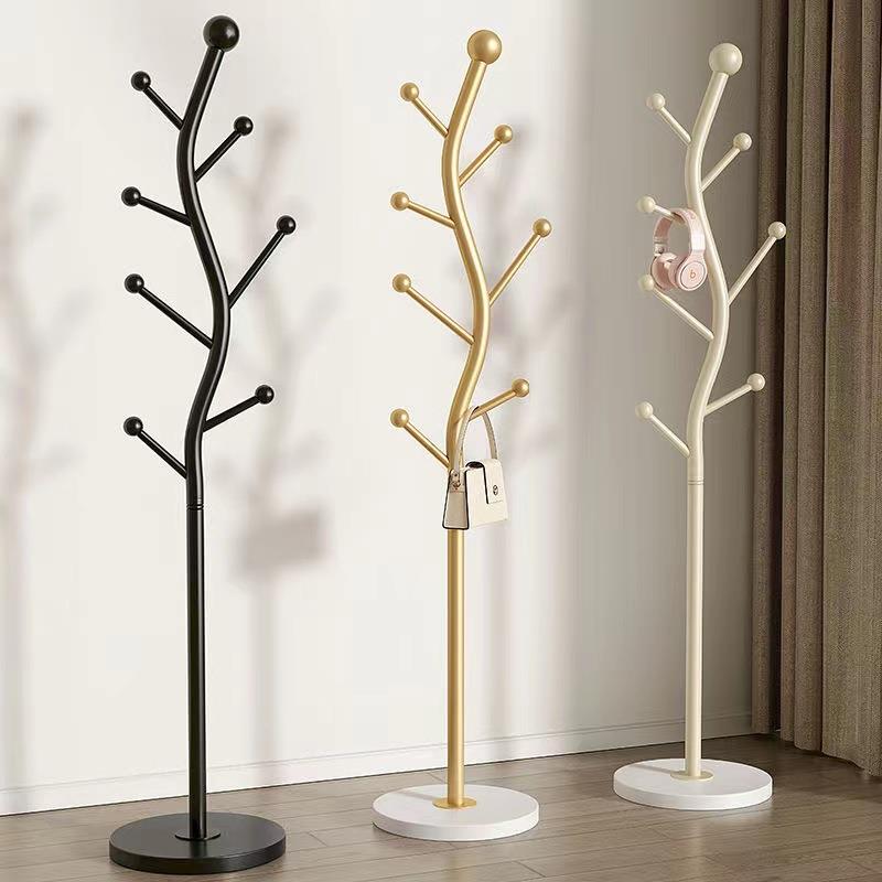 可移动客厅单杆挂衣架落地卧室法式衣架床边岩板衣帽架树杈挂包架