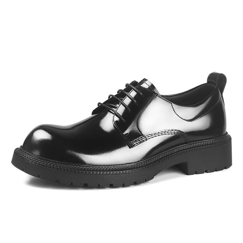 高档鞋VG新款漆皮Q男士商务休闲 头层牛皮T男鞋真皮皮鞋大头鞋厚