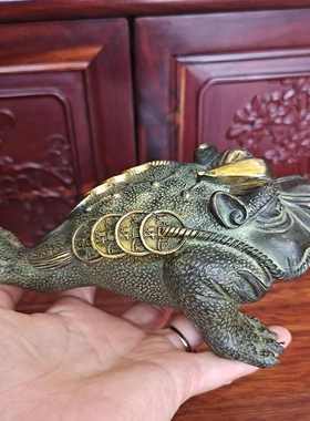 纯铜金蟾青铜招财旺财摆件风水用品金蝉仿古玩金钱蛙青蛙三脚蟾蜍